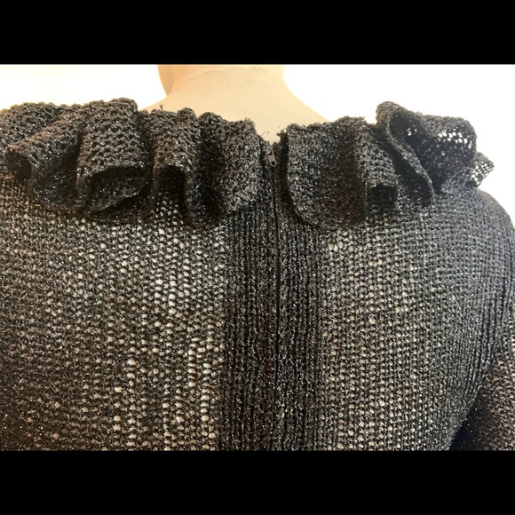 COPY - 70's Vintage knitted long black dress bell cuff - Picture 5 of 9